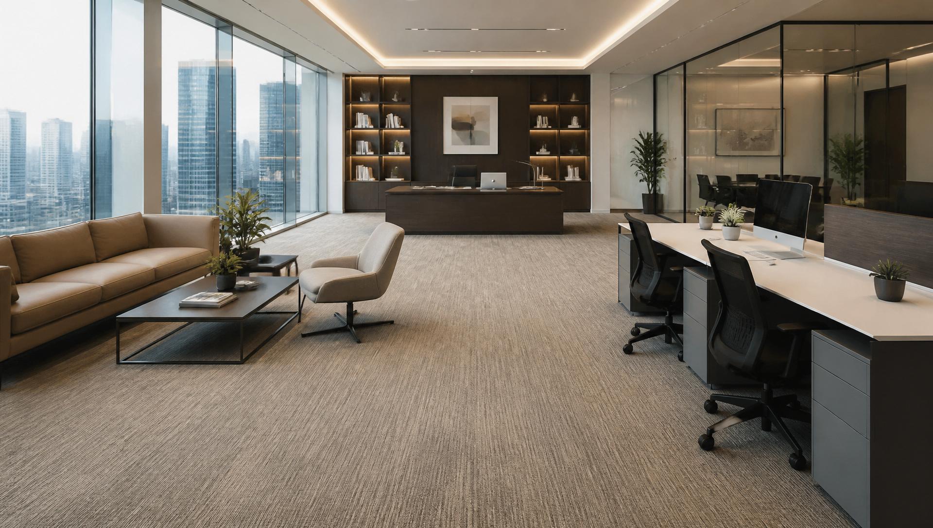 Premium corporate office with commercial carpet flooring